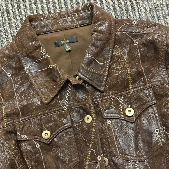 Reba faux suade embroidered jacket size medium - Picture 1 of 7
